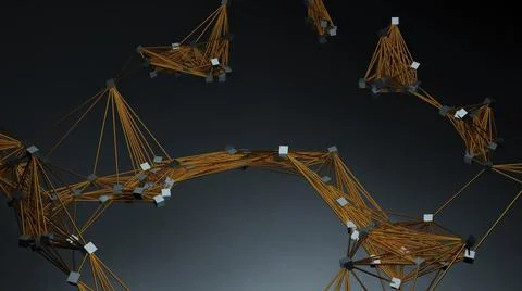Moving computer networks of dots and lines. Design. Emerging and disappearing 스톡 일러스트