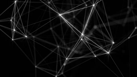 Moving computer white particles on a black background. computer graphics Видео 89458754