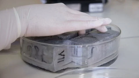 Moving Concrete on plate in the laboratory Stock Footage 113344809