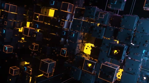 Moving conglomerate of blocks Stock Footage 140583488
