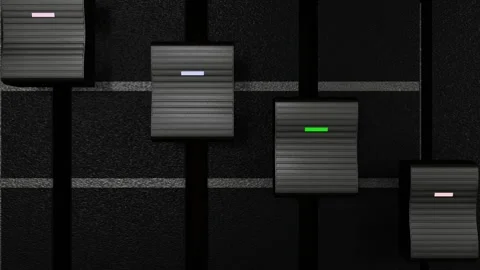 Moving controls on a mixing console on a dark background. concept of a recording Stock Footage 311720843