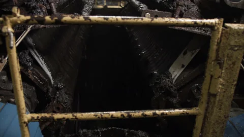 Moving conveyor belt at a processing plant. Coal processing process, sludge Video stock 205217884