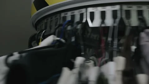 Moving conveyor for clothes in the laundry 库存影片 223001709