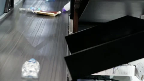 Moving conveyor line with garbage. Stock Footage 163052664