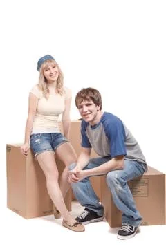 Moving couple Stock Photos
