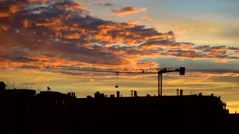 Moving crane in silhouette Stock Footage 261731131
