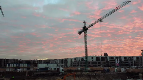 Moving Crane Under Sunset Stock Footage 45887188