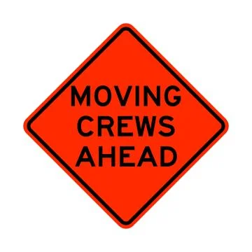 Moving crews ahead warning road sign Stock Illustration