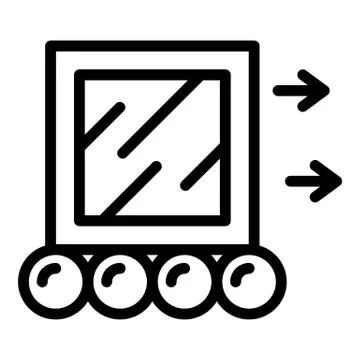 Moving a cube icon, outline style Illustrazione stock