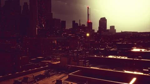 Moving cyclone over the city of thunderclouds Ilustração Stock