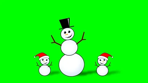 Moving, dancing and singing small and big round snowmen together in winter Stock Footage 285951558