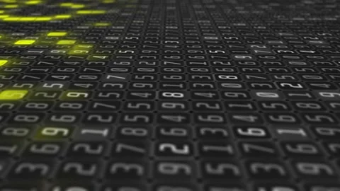 A Moving digital codes with bright yellow highlights Stock Footage 155301463