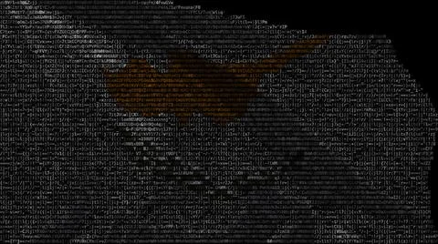 Moving digital flag of Cyprus on computer monitor. 3d rendering Stock Illustration