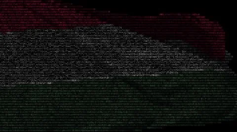 Moving digital flag of Hungary on the display. 3d rendering Illustrazione stock