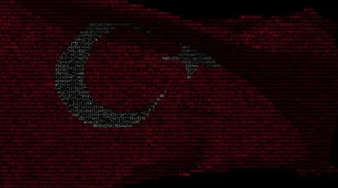 Moving digital flag of Turkey on the display. 3d rendering 스톡 일러스트