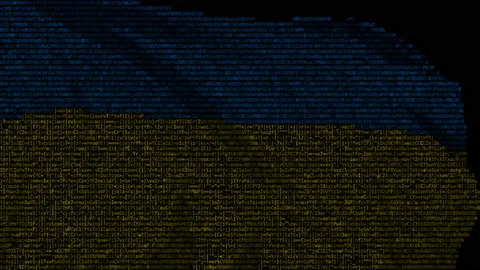 Moving digital flag of Ukraine on the display. Looping animation Stock Footage 145397650