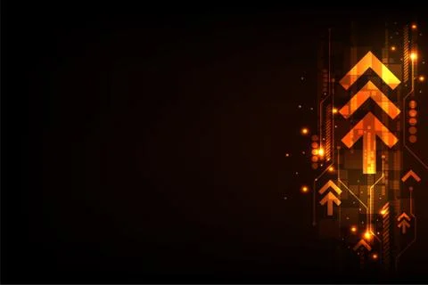 Moving digital to the future world on a dark orange background. Stock Illustration