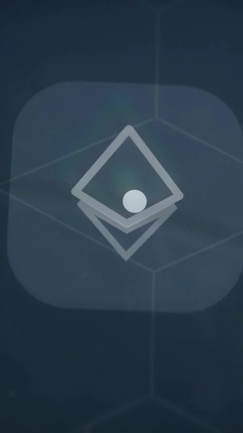 Moving digital icon of Ethereum cryptocurrency Stock Footage 333838924