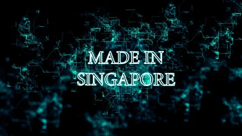 Moving digital network with "Made in Singapore" text Video stock 106764748