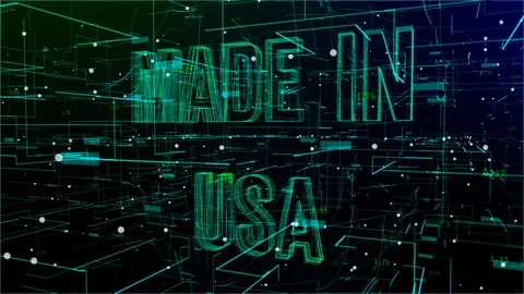 Moving digital space with 'Made in USA' text Video stock 108262653