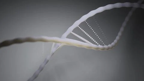 Moving dna helix in 3d. Design. Lines of spiral dna with emerging chains of Stockillustratie