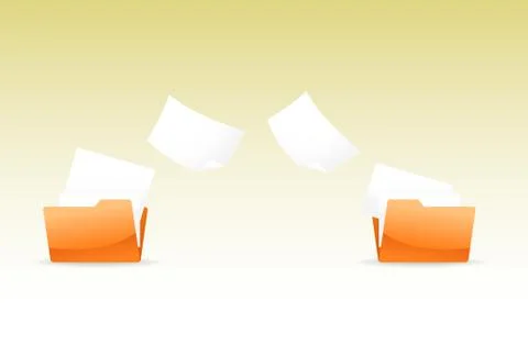 Moving documents between folders - illustration Stock Illustration