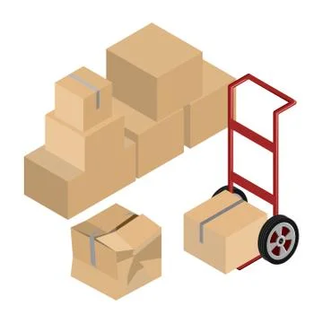 Moving Dolly And Boxes Vector Illustrazione stock