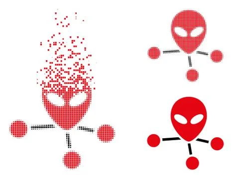 Moving Dot Halftone Alien Connections Icon Stockillustratie