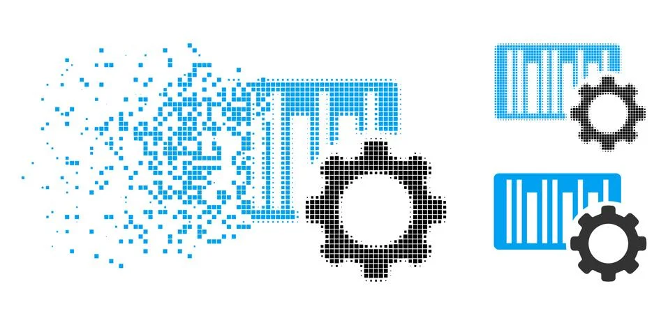 Moving Dot Halftone Bar Code Settings Icon Illustrazione stock