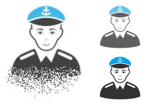 Moving Dot Halftone Captain Icon with Face Illustrazione stock