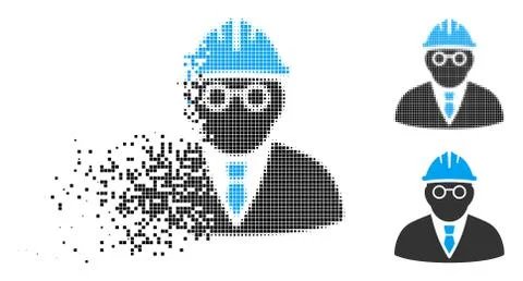 Moving Dot Halftone Clever Engineer Icon 스톡 일러스트