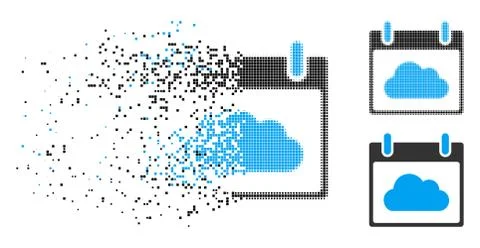 Moving Dot Halftone Cloud Calendar Day Icon Stock Illustration