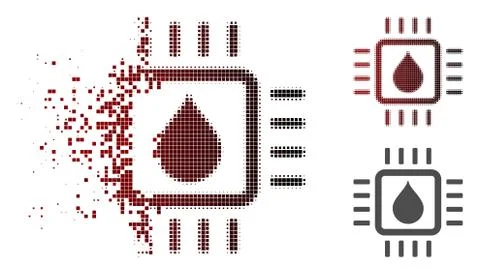 Moving Dot Halftone Drop Test Chip Icon Stock Illustration