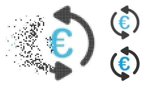 Moving Dot Halftone Euro Repeat Arrows Icon イラスト素材