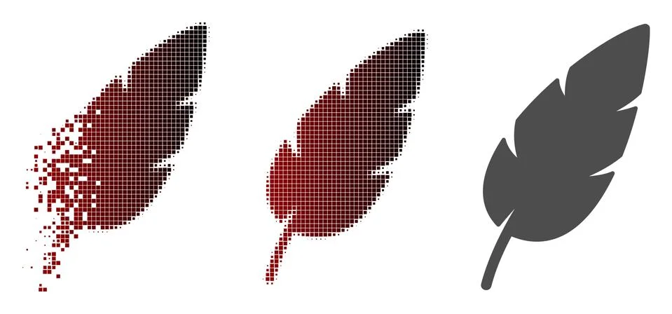 Moving Dot Halftone Feather Icon Stock Illustration