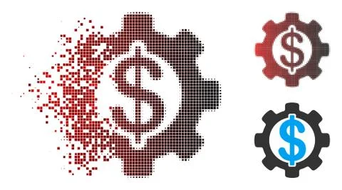 Moving Dot Halftone Financial Development Gear Icon with Face 스톡 일러스트