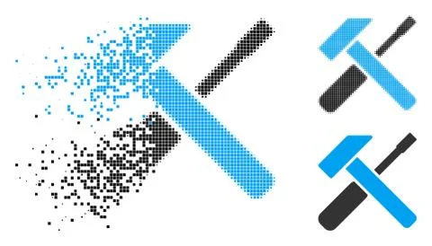 Moving Dot Halftone Hammer Screwdriver Icon イラスト素材