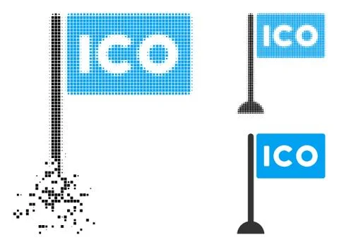Moving Dot Halftone ICO Rectangle Flag Icon Stock Illustration
