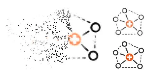 Moving Dot Halftone Medical Network Structure Icon Stock Illustration