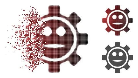 Moving Dot Halftone Options Gear Neutral Smiley Icon 스톡 일러스트
