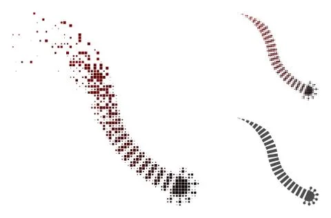 Moving Dot Halftone Parasite Worm Icon Stock Illustration