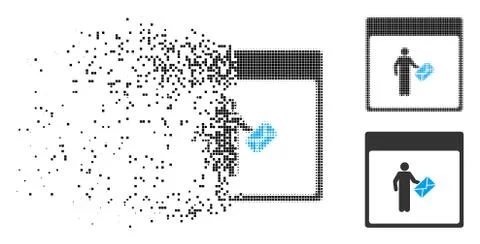 Moving Dot Halftone Postman Calendar Page Icon Illustrazione stock
