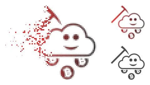 Moving Dot Halftone Smile Cloud Mining Icon Stockillustratie