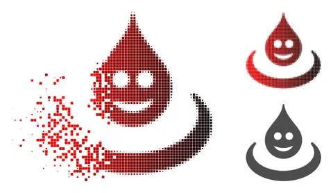 Moving Dot Halftone Smile Drop Ripple Icon 스톡 일러스트