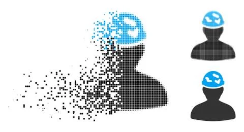 Moving Dot Halftone Soldier Under Spotted Helmet Icon Illustrazione stock
