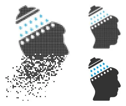 Moving Dotted Halftone Brain Shower Icon Stockillustratie