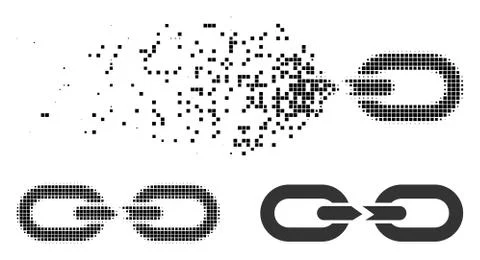 Moving Dotted Halftone Chain Break Icon 스톡 일러스트
