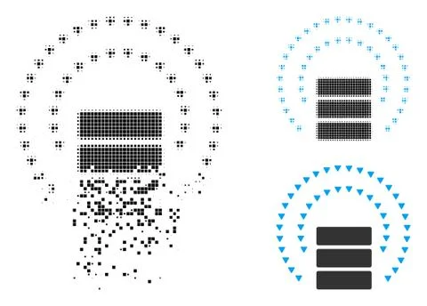 Moving Dotted Halftone Database Sphere Shield Icon Illustrazione stock