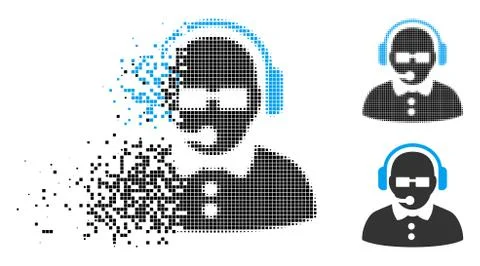 Moving Dotted Halftone Female Operator Icon Stock Illustration