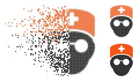 Moving Dotted Halftone Medic Head Icon Stockillustratie